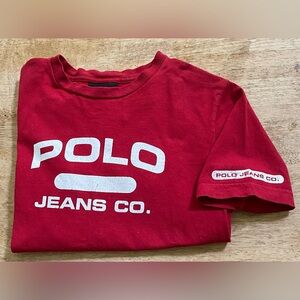 Vintage Polo Jeans‎ Co Ralph Lauren Boy’s Sz 6 Red Short Sleeve Graphic Logo Tee